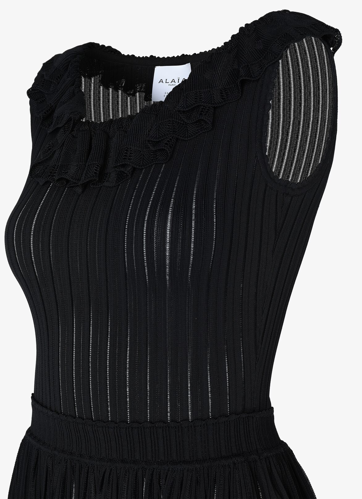 ROBE-MINI SANS MANCHES FALBALAS EDITION NOIR ALAÏA NOIR  ROBE-MINI SANS MANCHES FALBALAS EDITION NOIR